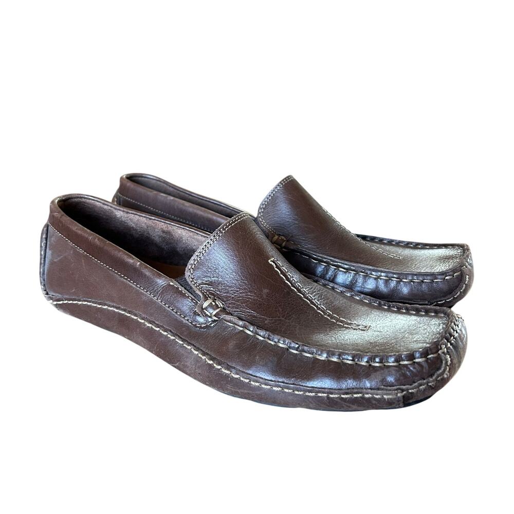 Clark’s Men’s Size 9.5 M Brown Leather Mansell Slip On Driving Loafers Preppy